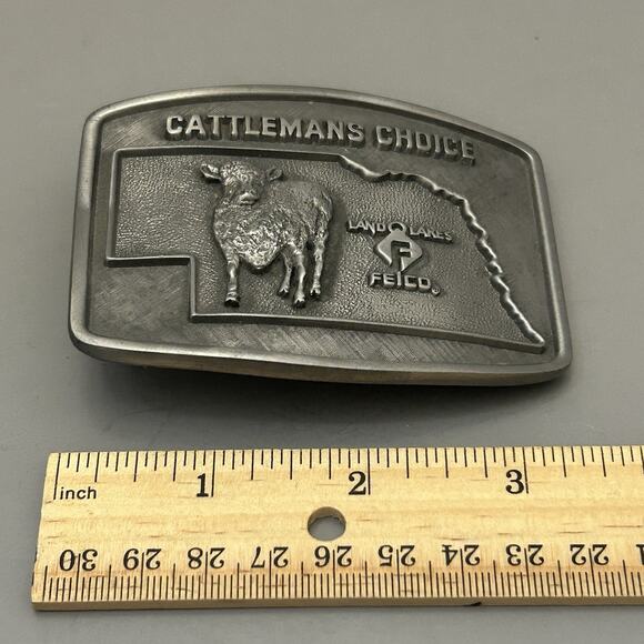 Vtg Iowa Cattleman Choice Felco Land O Lakes Belt Buckle Beef Farm Cattle Cow - Picture 4 of 5